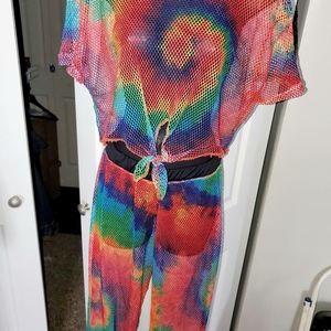 Tie dye crop top and bell bottoms